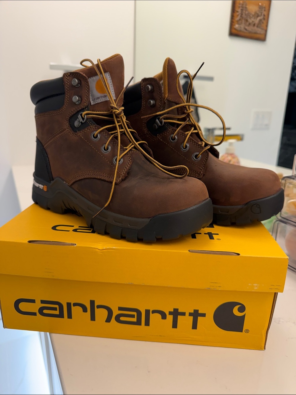 Carhartt Brown Leather women’s rugged flex Work Boots with Black Accents